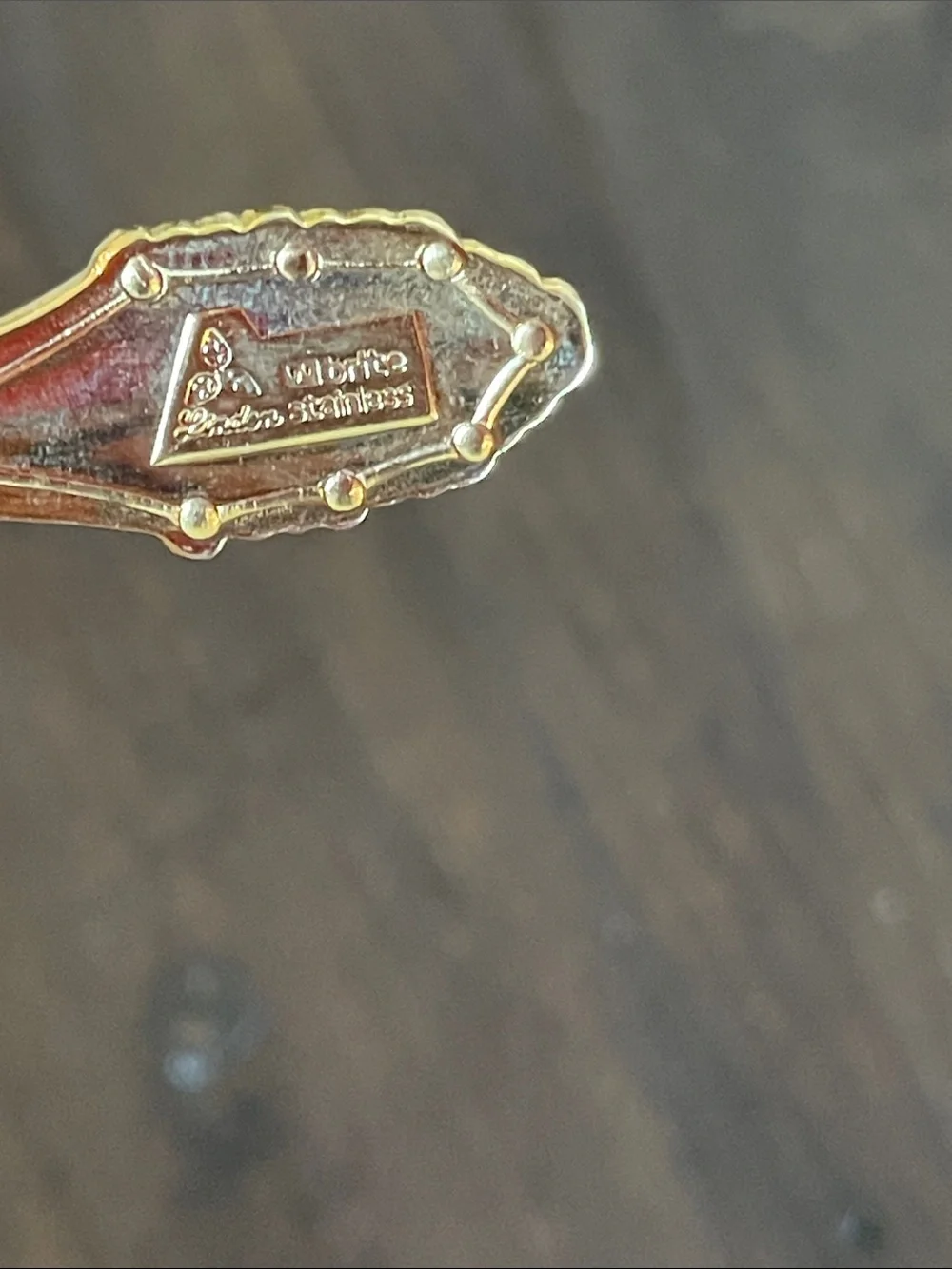 Vintage Linden Gold-Plated Floral Enamel Inlay Set of Six Small Demitasse Spoons